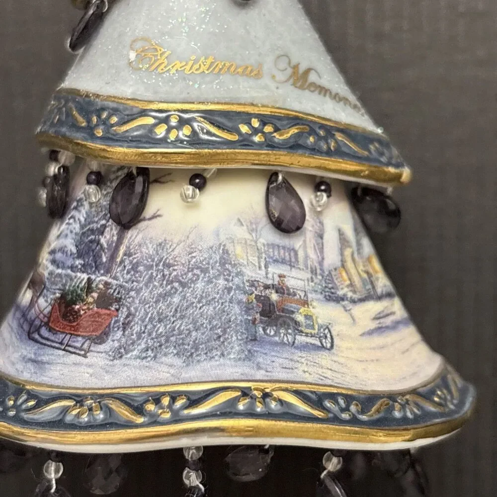 Thomas Kinkade Ornaments, 2 Decorated Christmas Trees, Memories And Gathering